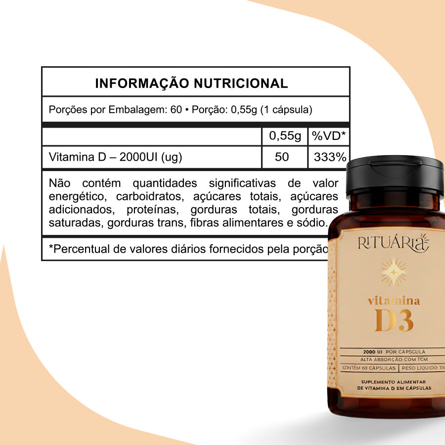Vitamina D3 2.000 UI com TCM - 60 cápsulas