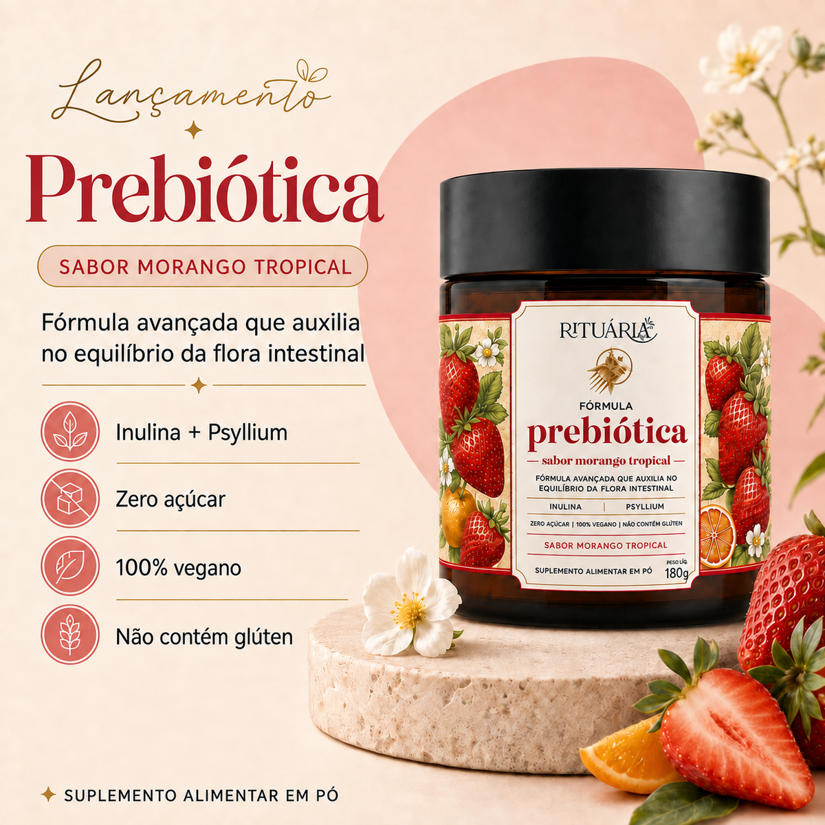 Prebiótica Morango Tropical