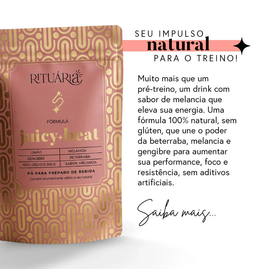 Juicy Beat (Pré-treino Natural sem Cafeína) - Sabor Melancia com Limão