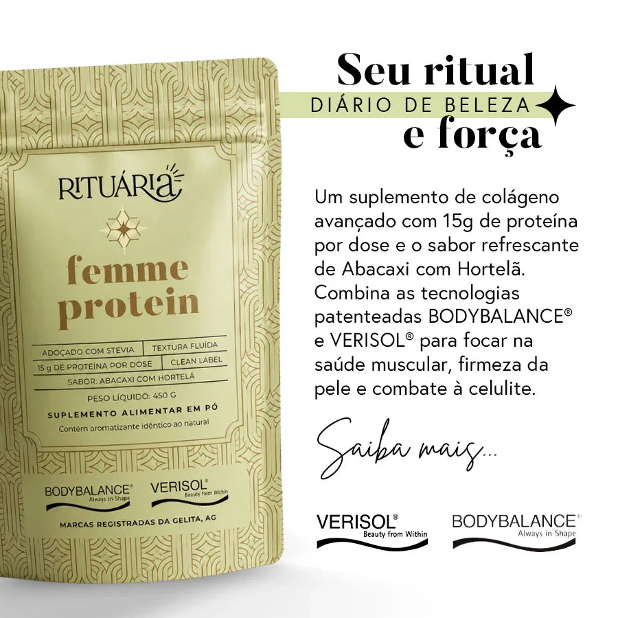 Femme Protein - Colágeno BODYBALANCE® + VERISOL® - Sabor Abacaxi com Hortelã