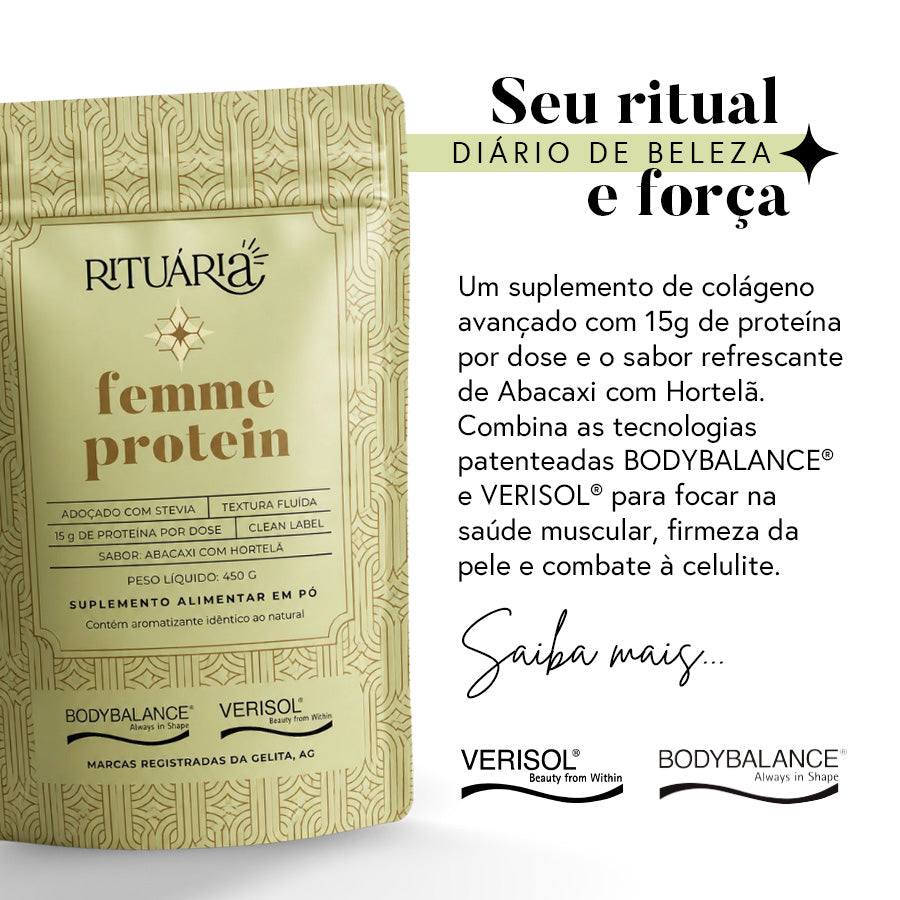 Femme Protein - Colágeno BODYBALANCE® + VERISOL® - Sabor Abacaxi com Hortelã