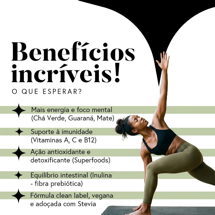 Fórmula Greens e Superfood  (Sabor Mate Limão) - Fibras + Espirulina + Colina + Vitaminas
