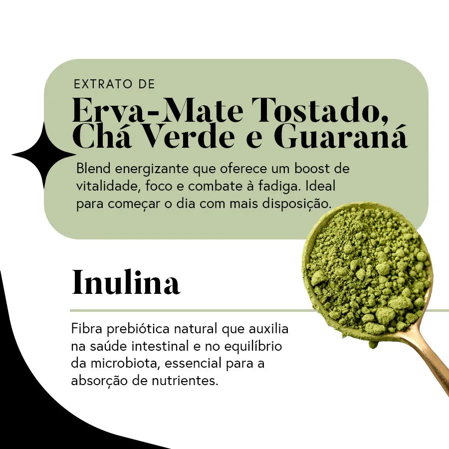 Fórmula Greens e Superfood  (Sabor Mate Limão) - Fibras + Espirulina + Colina + Vitaminas