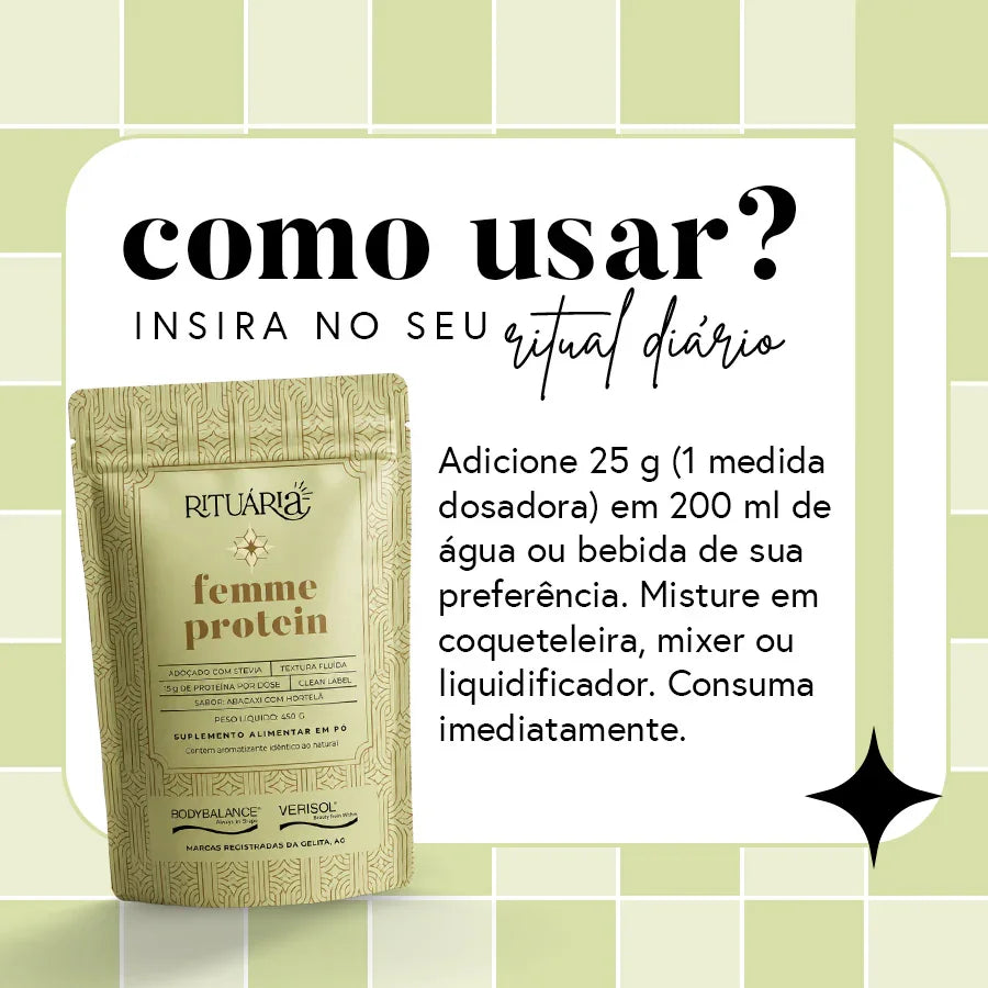 Femme Protein - Colágeno BODYBALANCE® + VERISOL® - Sabor Abacaxi com Hortelã