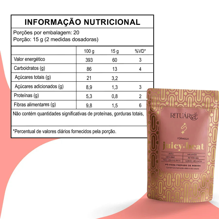 Juicy Beat (Pré-treino Natural sem Cafeína) - Sabor Melancia com Limão