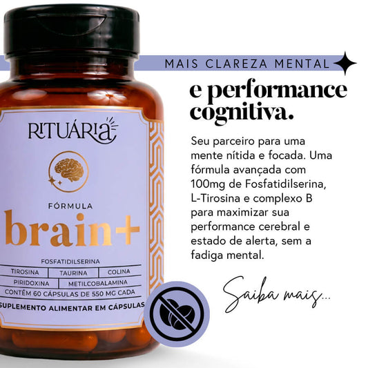 Fórmula Brain+ (Nootrópico para melhora do foco sem cafeína) - 30 dias