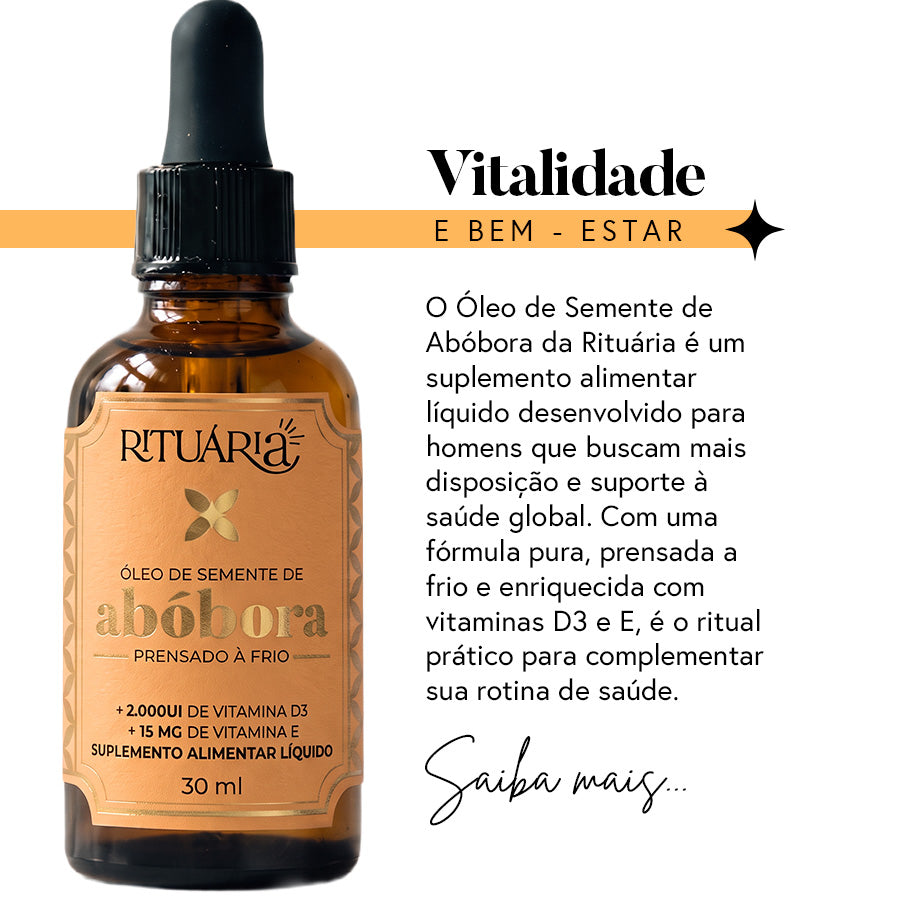 Óleo de Semente de Abóbora (prensado a frio) com Vitaminas D3 e E - 30 ml