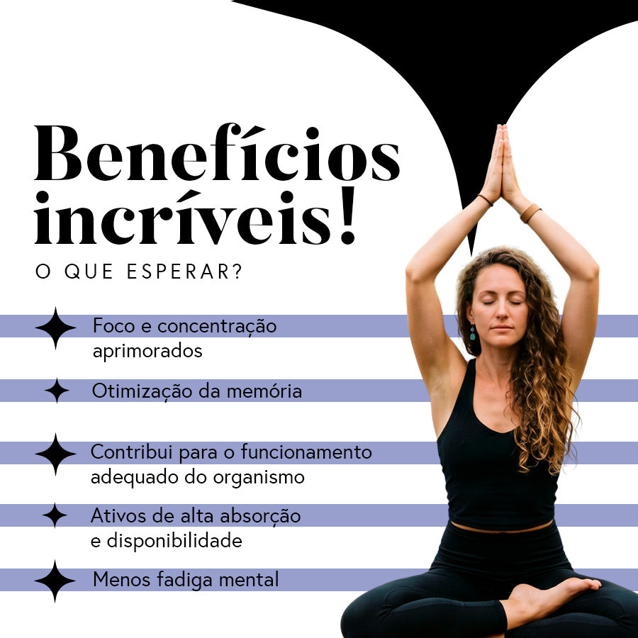 Fórmula Brain+ (Nootrópico para melhora do foco sem cafeína) - 30 dias