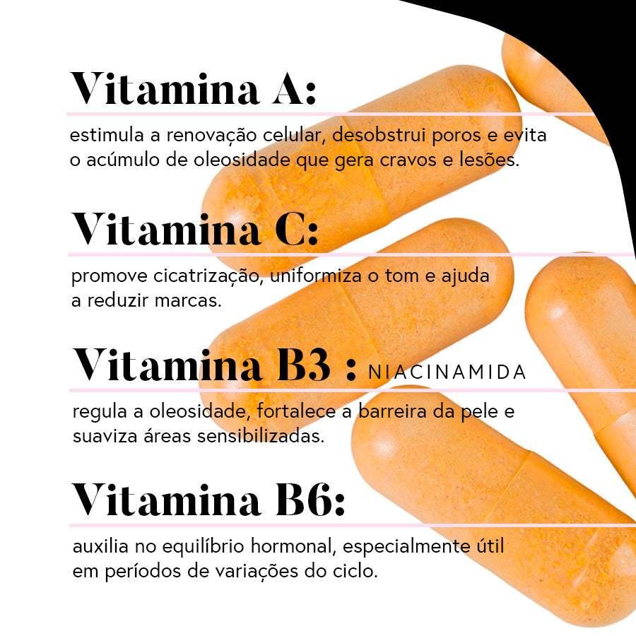 Fórmula Dermactive - 30 dias (Niacinamida Oral + Curcumina +Zinco)