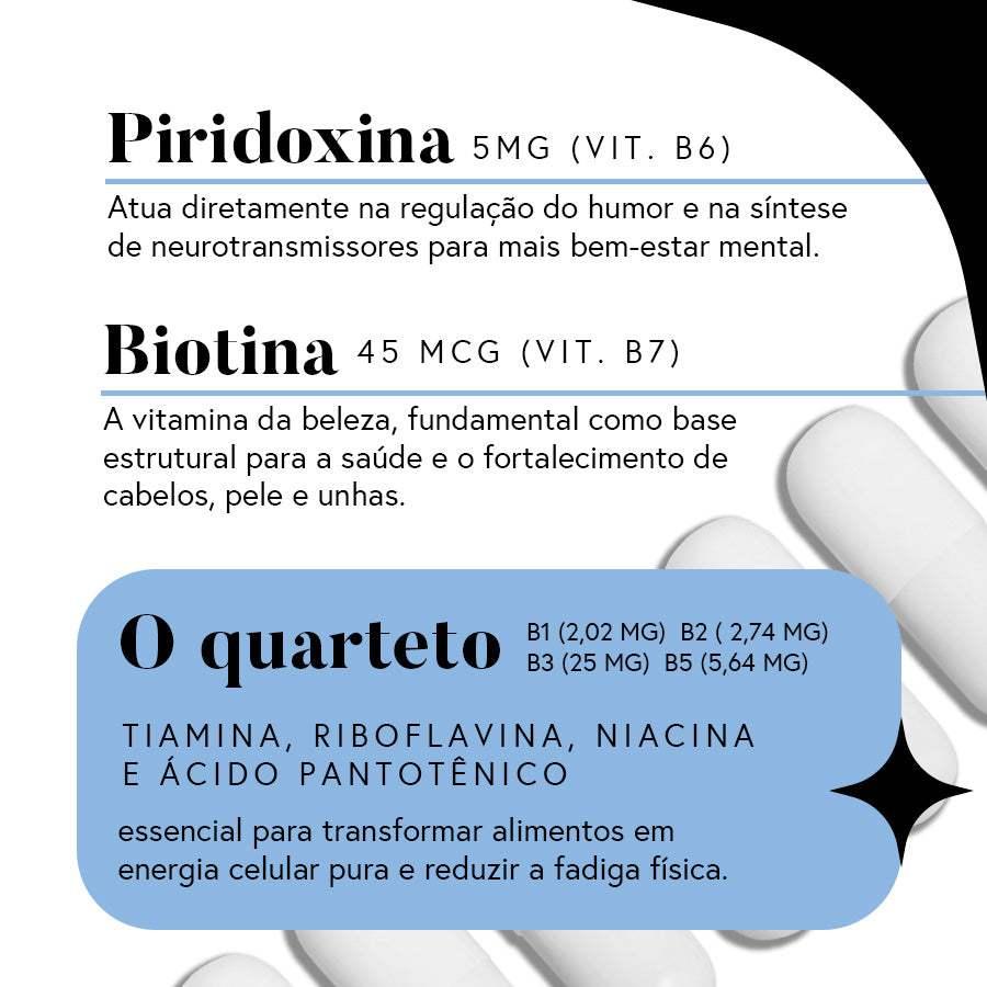 3x Fórmula Complexo B - 60 dias (60 cápsulas)