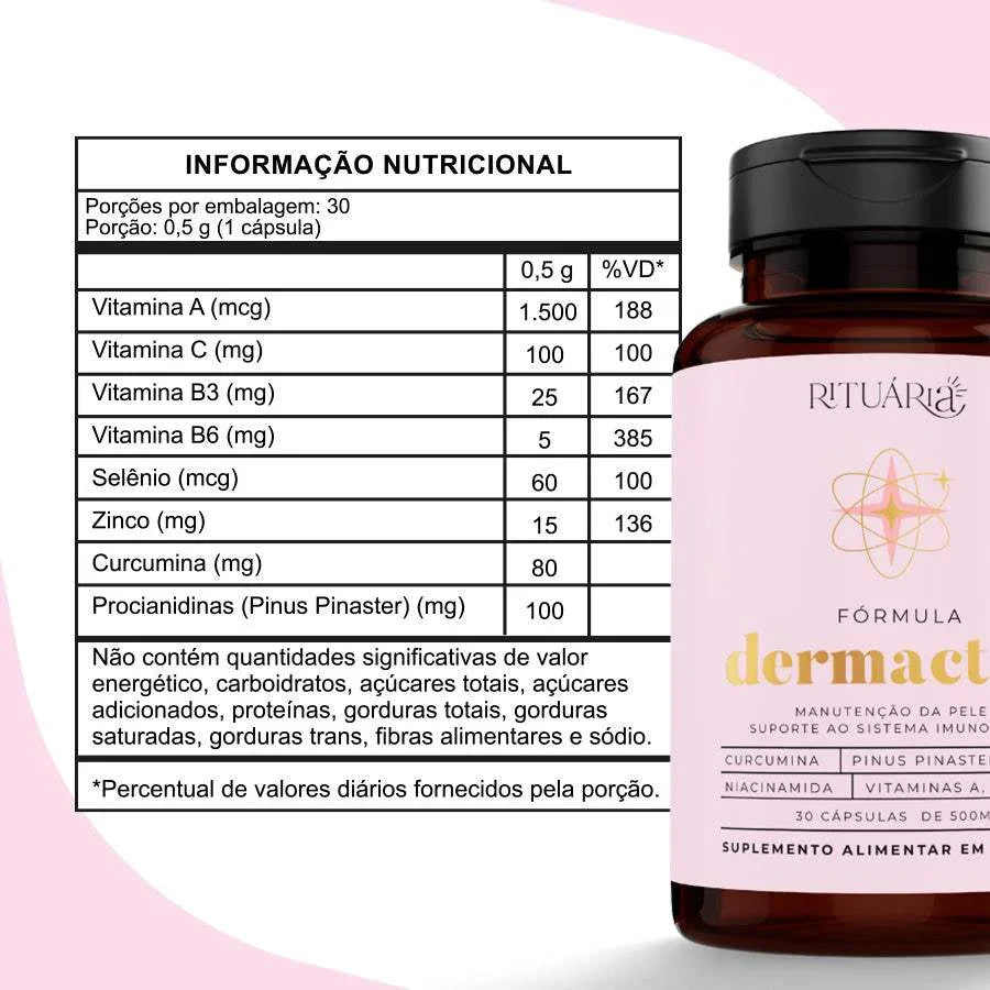 Fórmula Dermactive - 30 dias (Niacinamida Oral + Curcumina +Zinco)