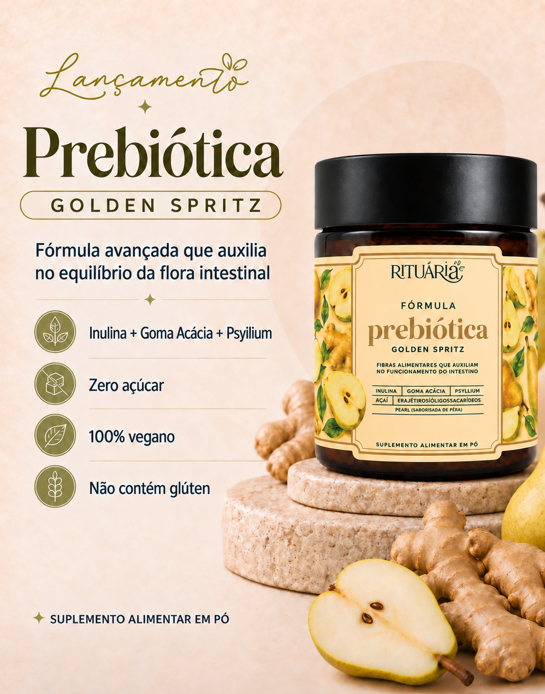 Prebiótica Golden Spritz (Pera + Gengibre)